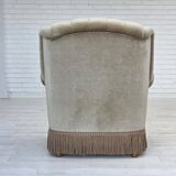 1970s, Danish armchair, original condition, furniture velour, beech wood.