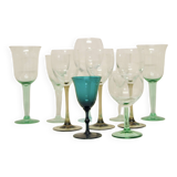 vintage varied set of green glasses
