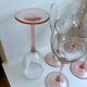 Lot de 6 verres à vin à pieds rose années 70