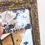 Petit miroir ancien en stuc doré à la feuille d'OR - "Isidore"