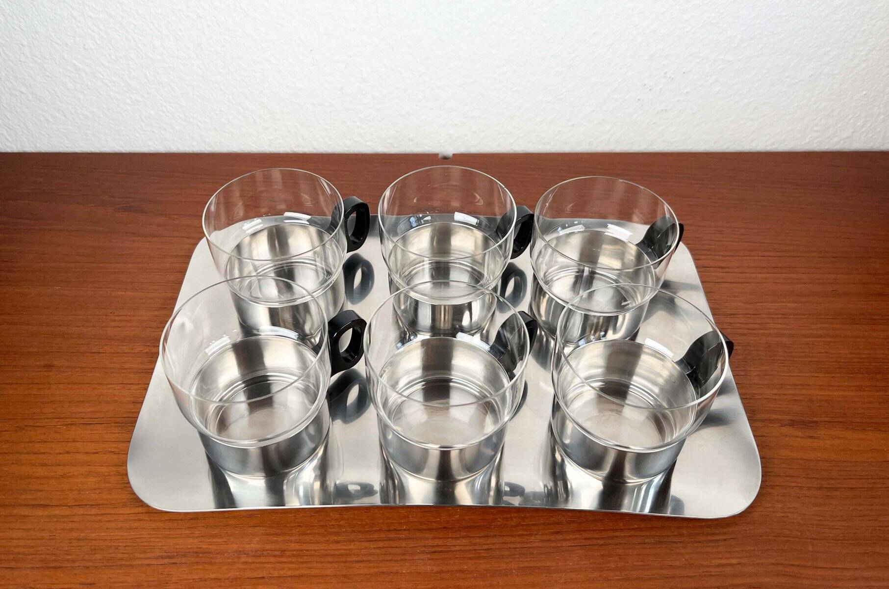 Ensemble de verres à thé et plateau allemands du milieu du siècle moderne de WMF, années 1960, lot de 7