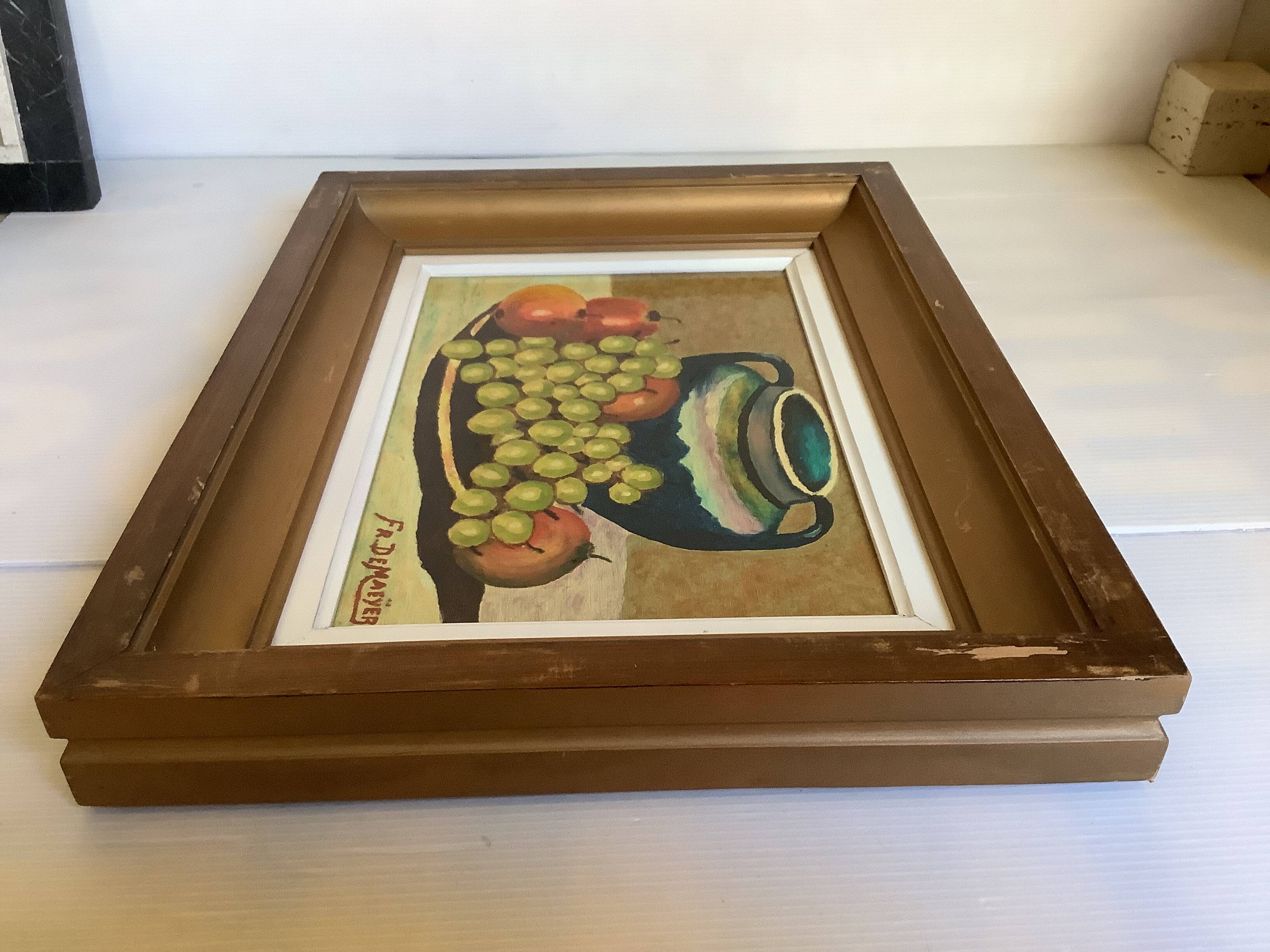 Still life painting oil on panel signed