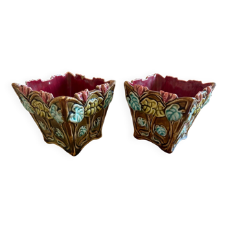 Paire de Caches pots en barbotine