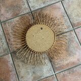 Sun mirror in woven rattan. 50cm. 1960.