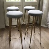 Lot de 4 tabourets de bar Vintage italien année 50-60 style mid-century