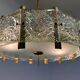 Lustre en verre et laiton de style mid-century, signé Jaroslav Bejvl, Kamenicky Senov, années 1970