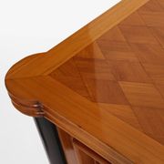 Jules Leleu cherry wood cabinet with marquetry, 2 doors, bronze, 1940.