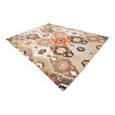 10x13 Turkish Cream & Orange Handmade Wool Kilim Rug, 296x393Cm