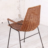 Vintage wicker chair with armrests from the 1960s