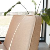 Vintage Lounge Chair Beige Wool Upholstery