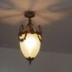 Antique French Louis XVI Style Glass and Bronze Pendant Lamp c. 1900