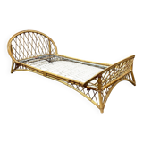 1960s rattan bed with metal base