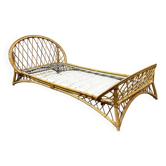 1960s rattan bed with metal base