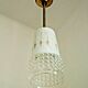 French vintage retro white & clear glass shade & gold metal ceiling light 3599