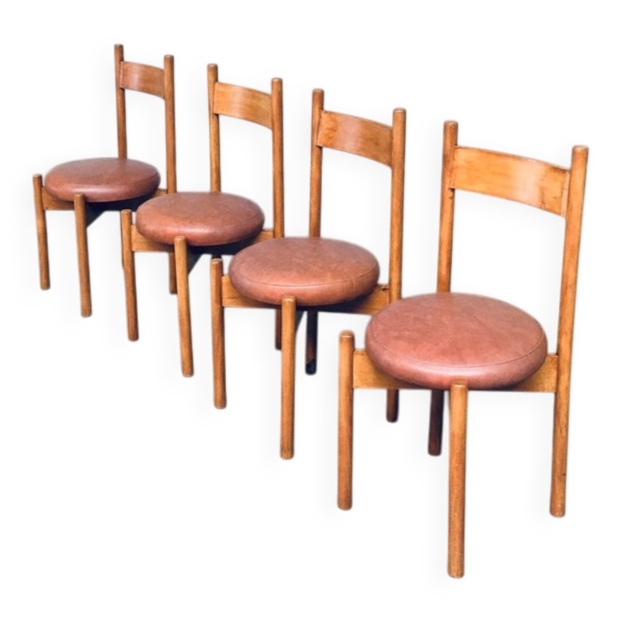 Mid-Century Modern Dining Chairs in the style of Charlotte Perriand, France, 1960s, Set of 4