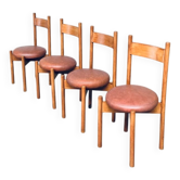 Mid-Century Modern Dining Chairs in the style of Charlotte Perriand, France, 1960s, Set of 4