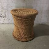 Rattan stool and rope years 70