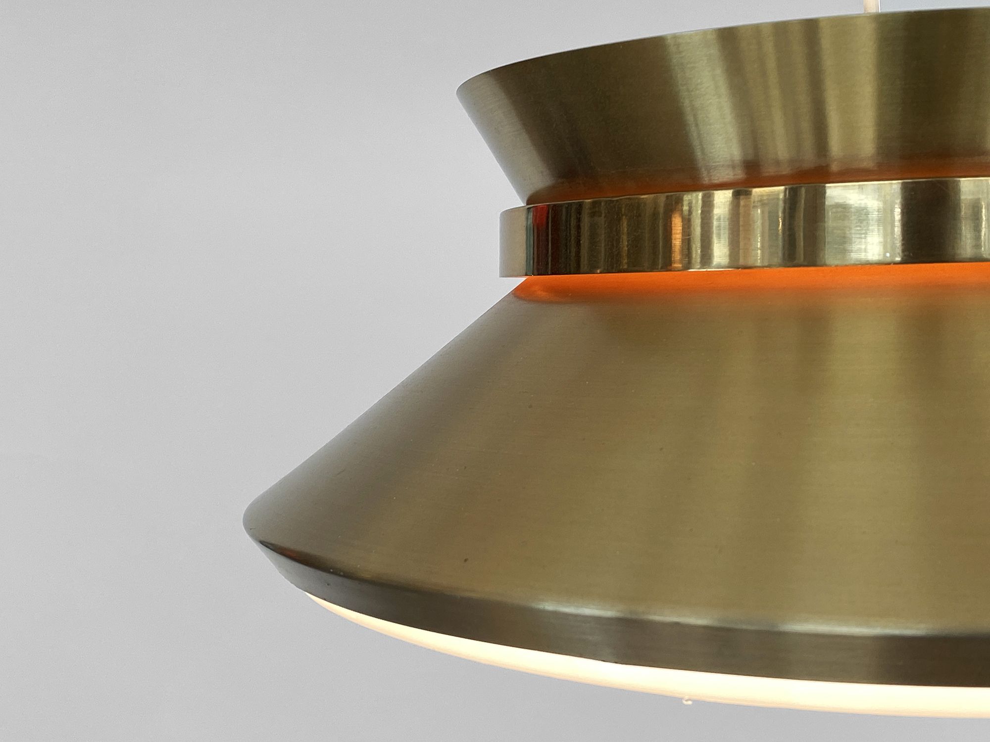 Brass colored aluminium pendant light by Carl Thore for Granhaga Metall. Sweden 1970s.