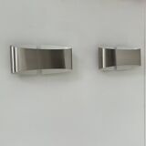 Pair of vintage wall lights, brushed metal, France, 1980