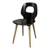 Chaie Baumann modèle oeil 1960 contreplaqué moulé noire et bois