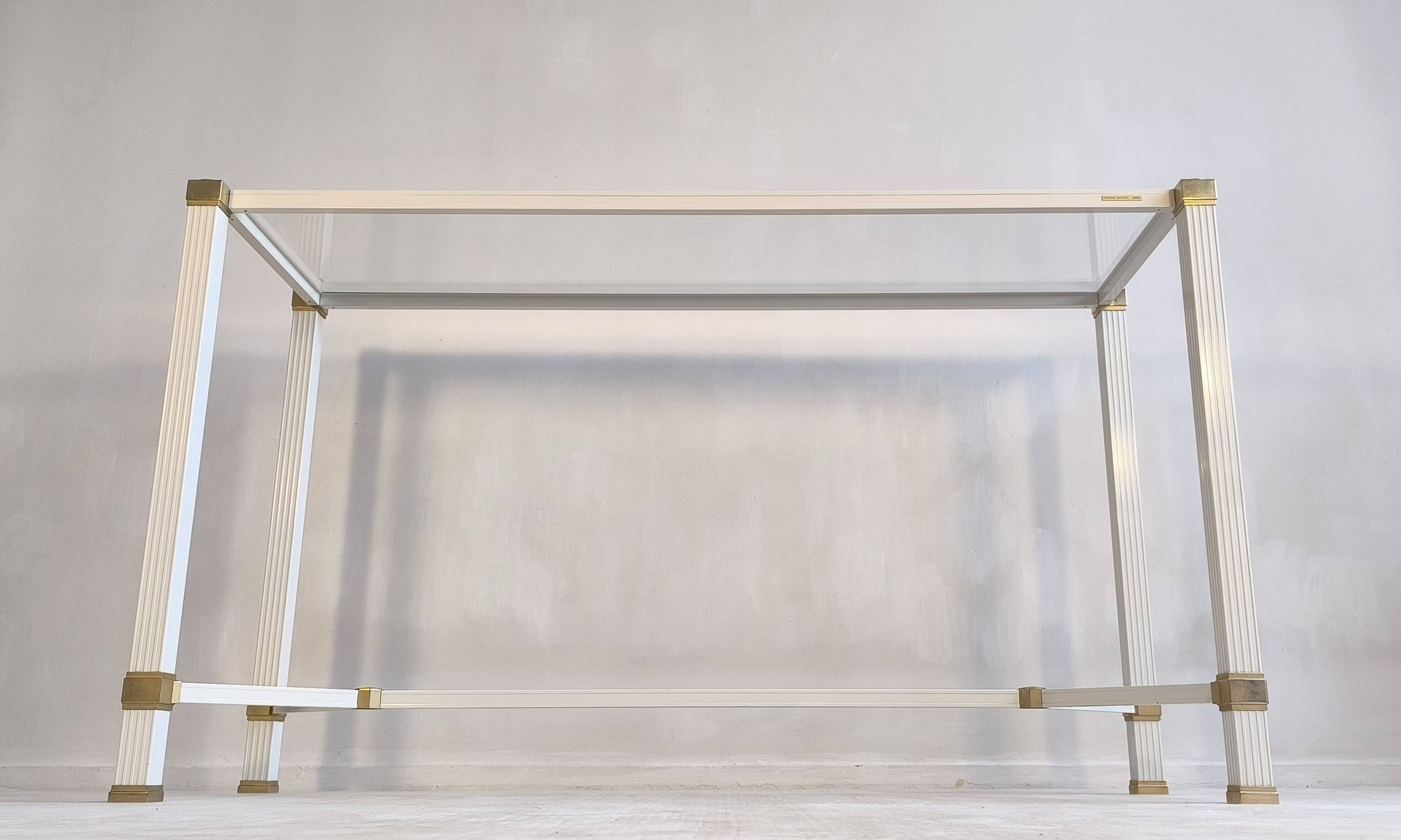Iconic white console with designer spacer, signed Pierre Vandel Paris