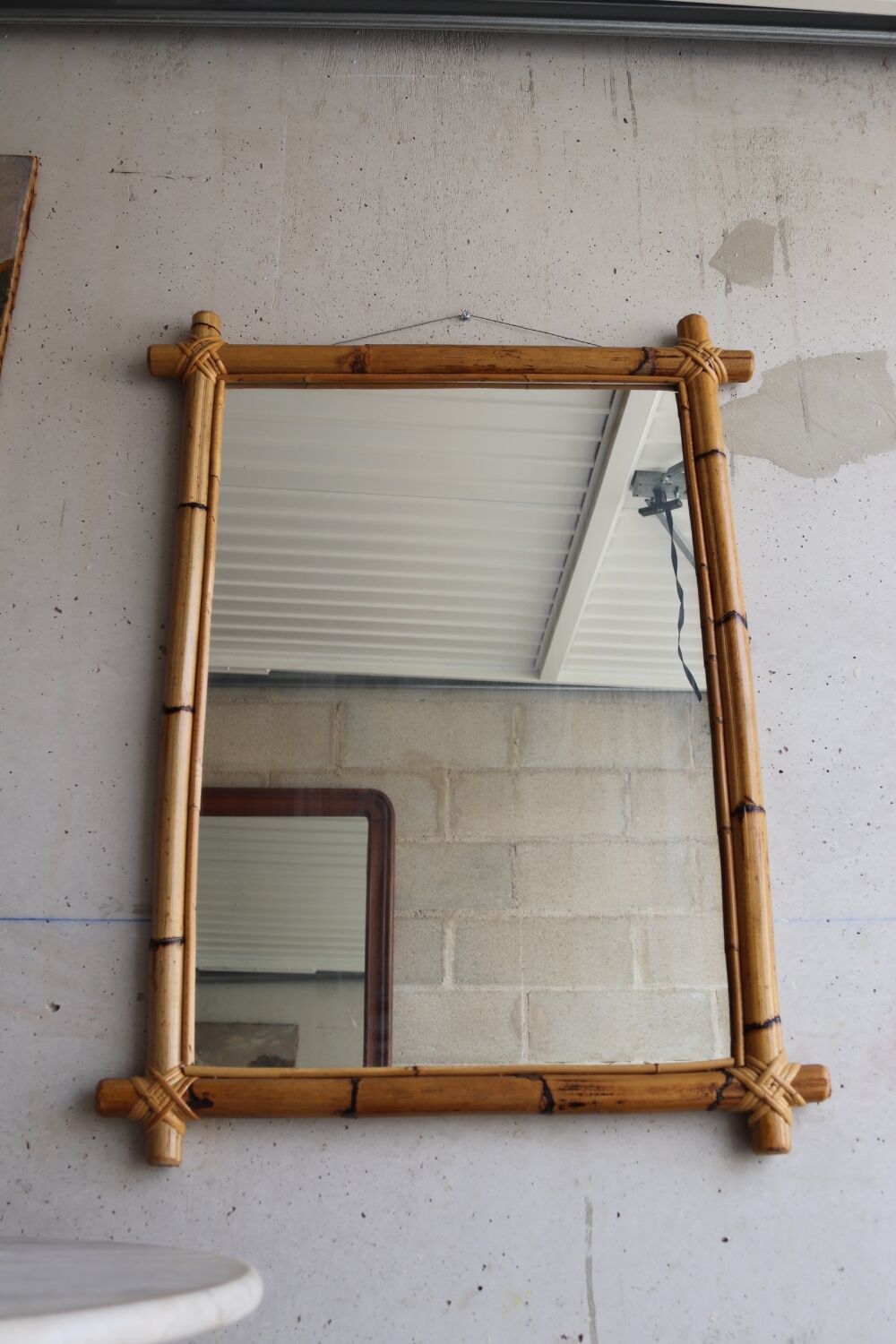 Miroir croix en bambou vintage