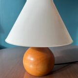 Pair of solid wood ball lamps
