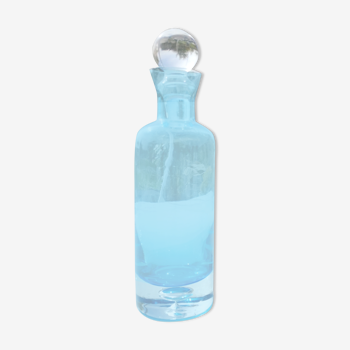 Flacon bouteille et son bouchon en verre bleue