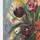 Bouquet, huile au couteau, signée Lallemand