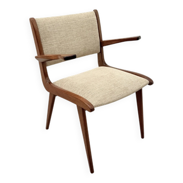 Armchair with armrests in teak and fabric, 1950