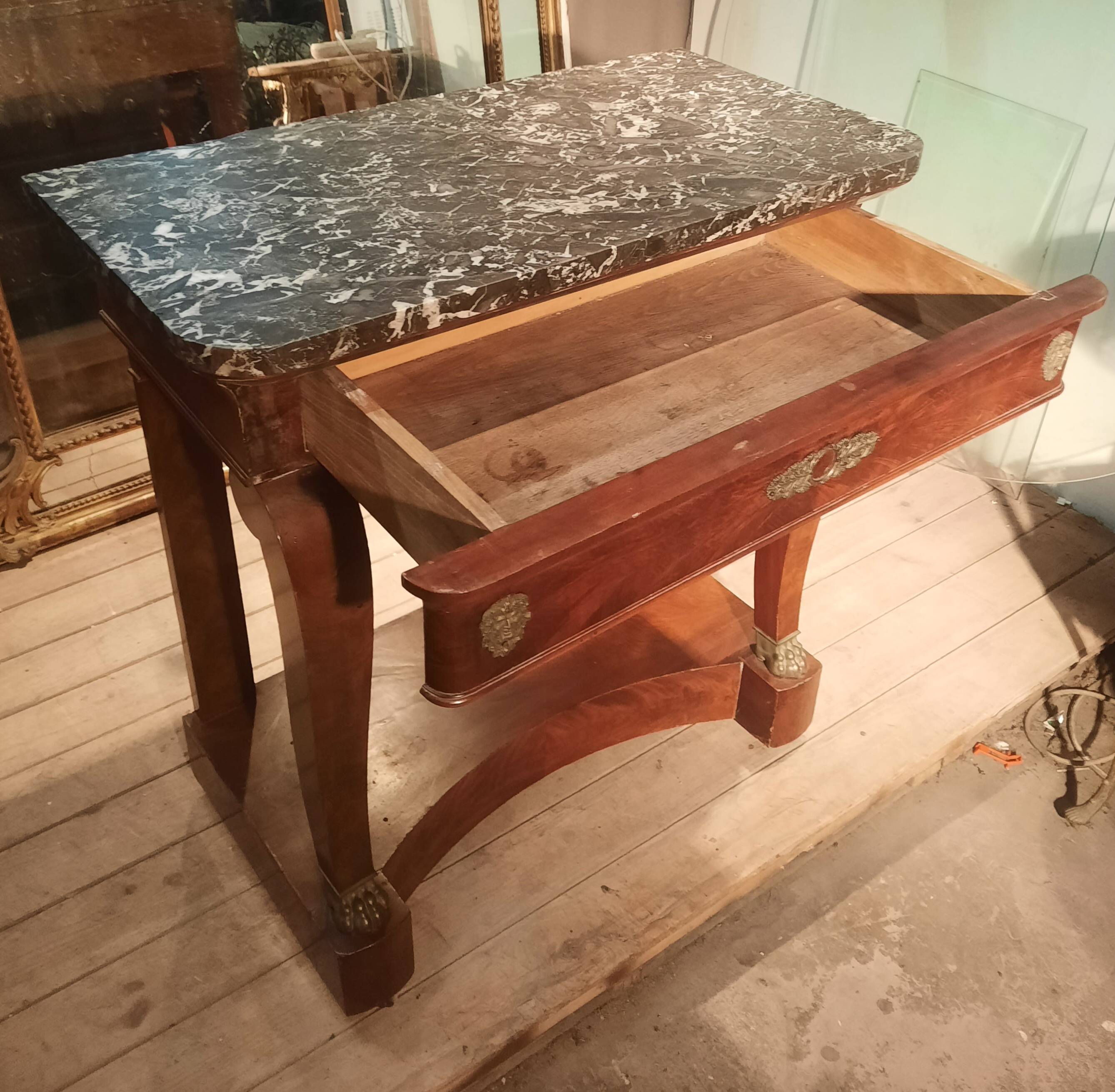Restoration period console in mahogany