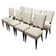 Art Deco Chairs in Black Lacquer in Cream Velour, France, 1930s, Set of 8
