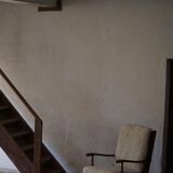 Modern Danish design, a pair of high-backed armchairs in oak and lambswool, 1950s.