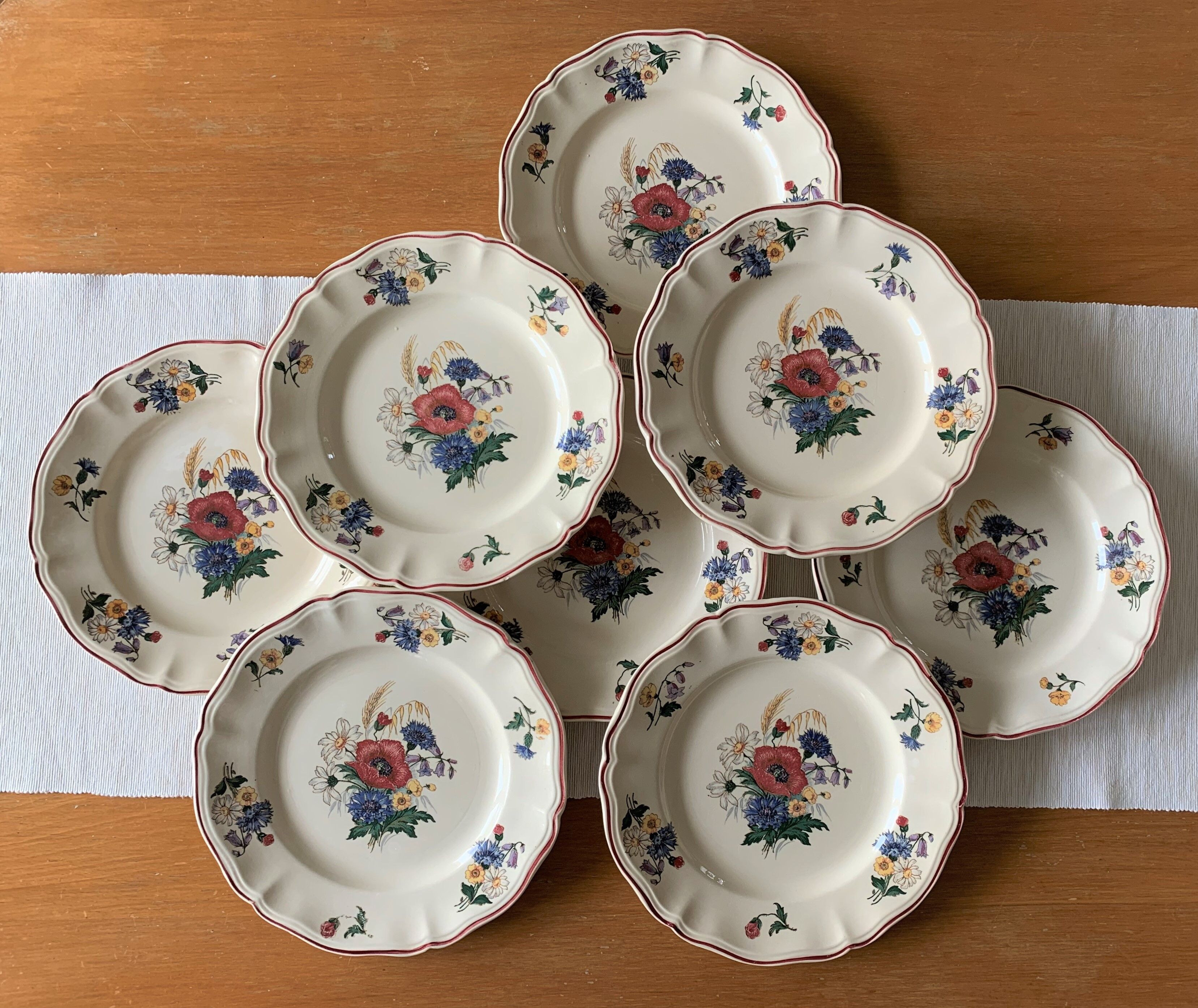 8 old plates in earthenware from Sarreguemines