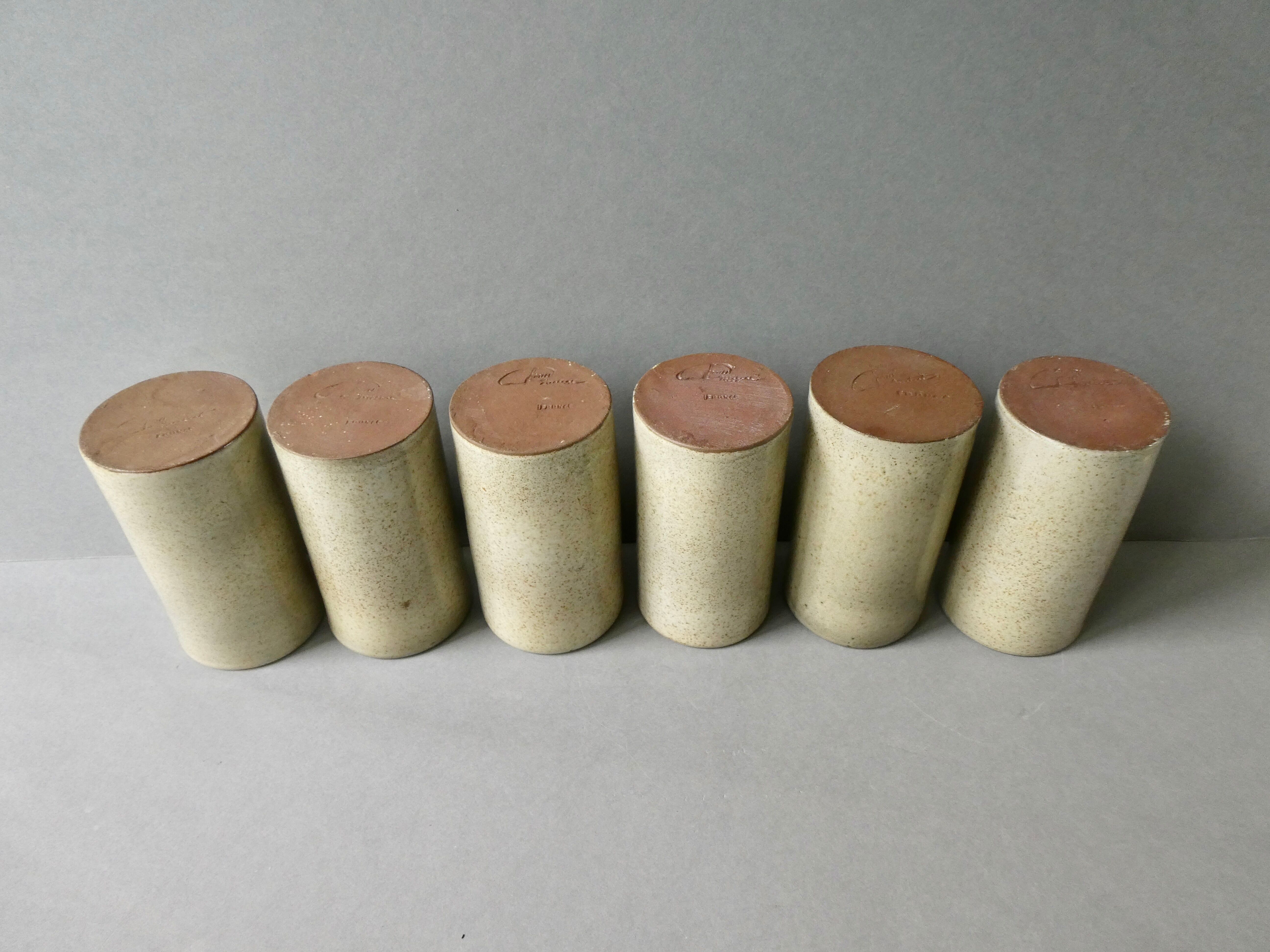 Set of 6 jean dubost glazed stoneware glasses in Noron