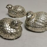 Set Salt + Pepper + Vintage mustard in the shape of birds / quails DLG Mauro Manetti