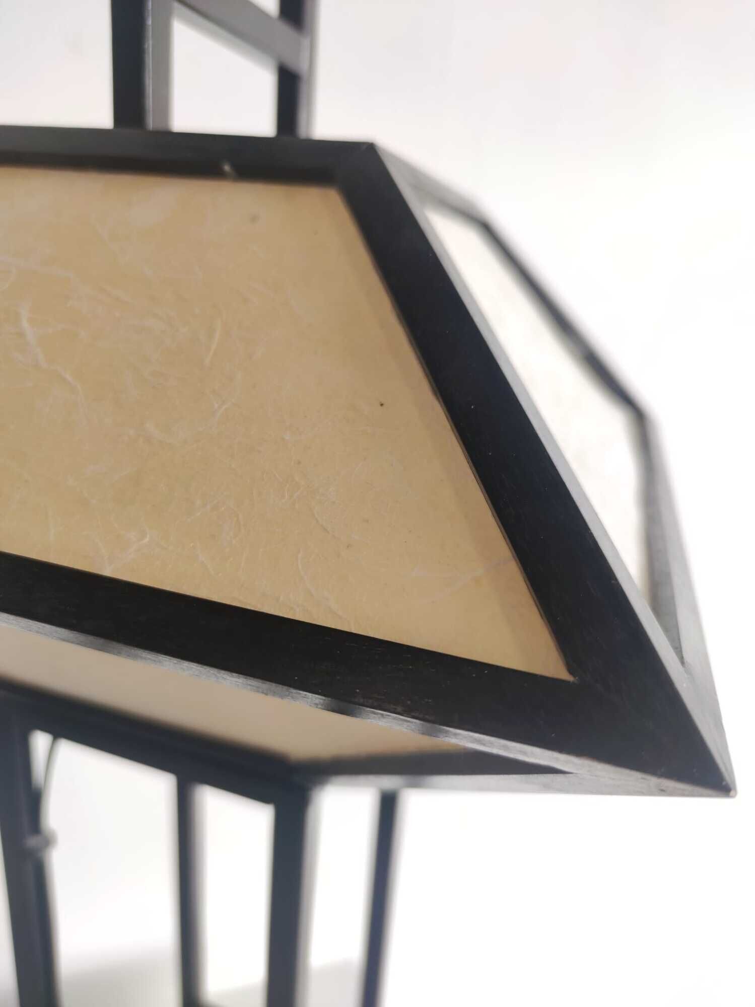 Japanese lamp in black lacquered wood and rice paper H:75cm