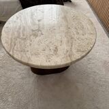 Travertine and wood table