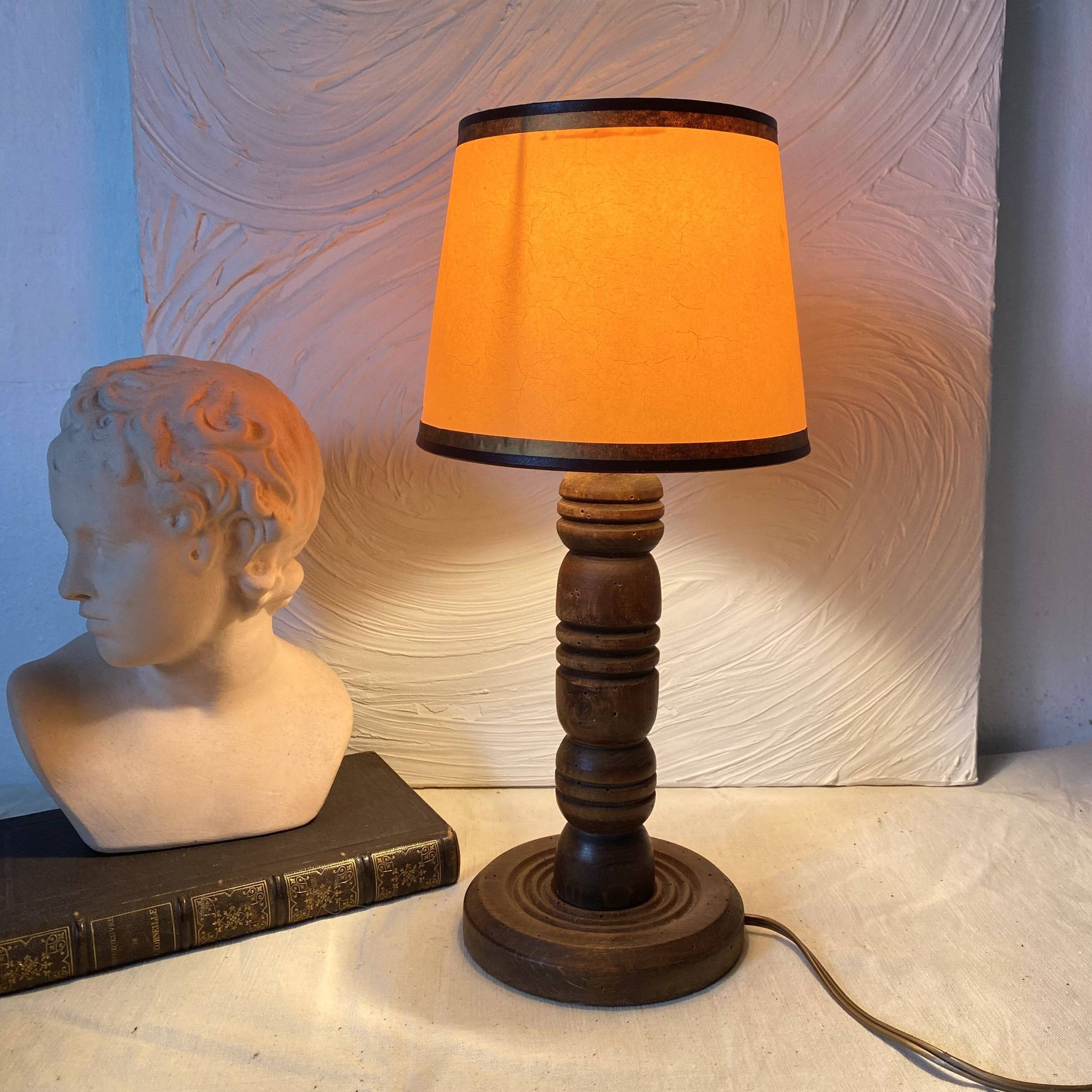Wooden turned floor lamp, 1930s-40s.