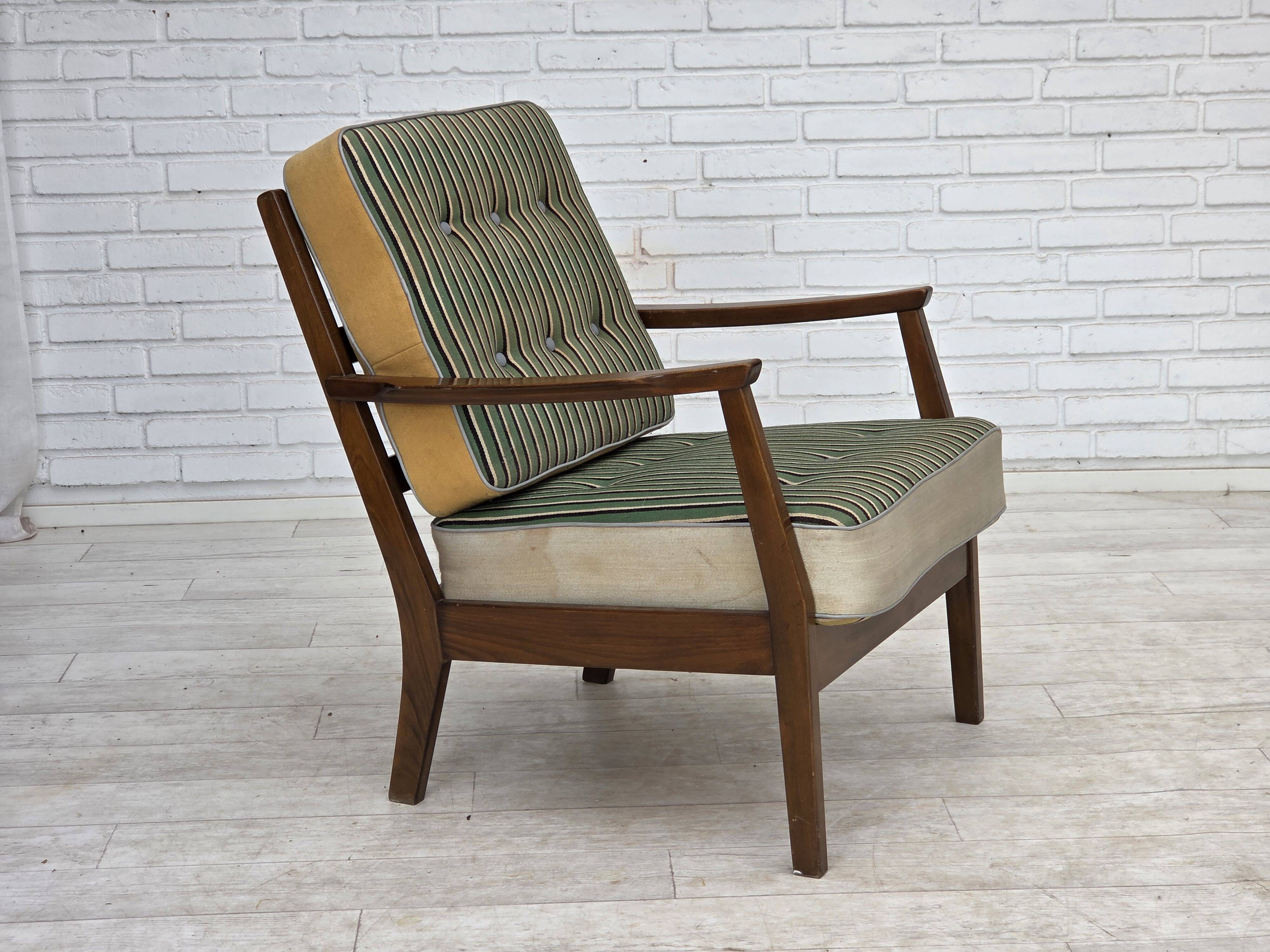 1960s, Danish armchair, furniture wool, beech wood.