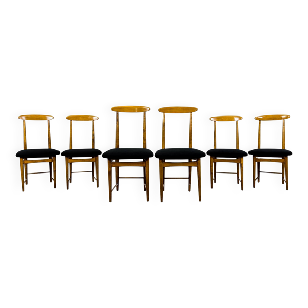 Chaises de salle à manger Mid-Century par Bernard Malendowicz, Pologne, années 1960, ensemble de 6.