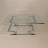 Glass and chrome design coffee table, 1970s