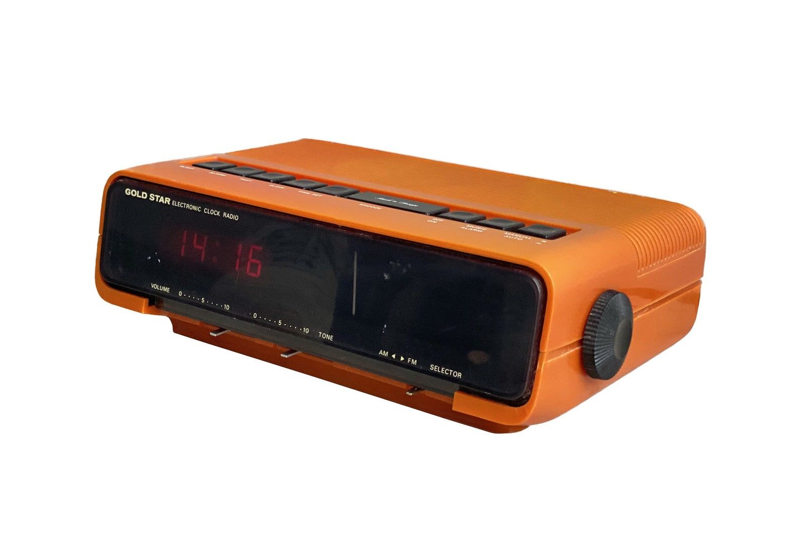 Orange space age gold star rk-306 alarm radio clock