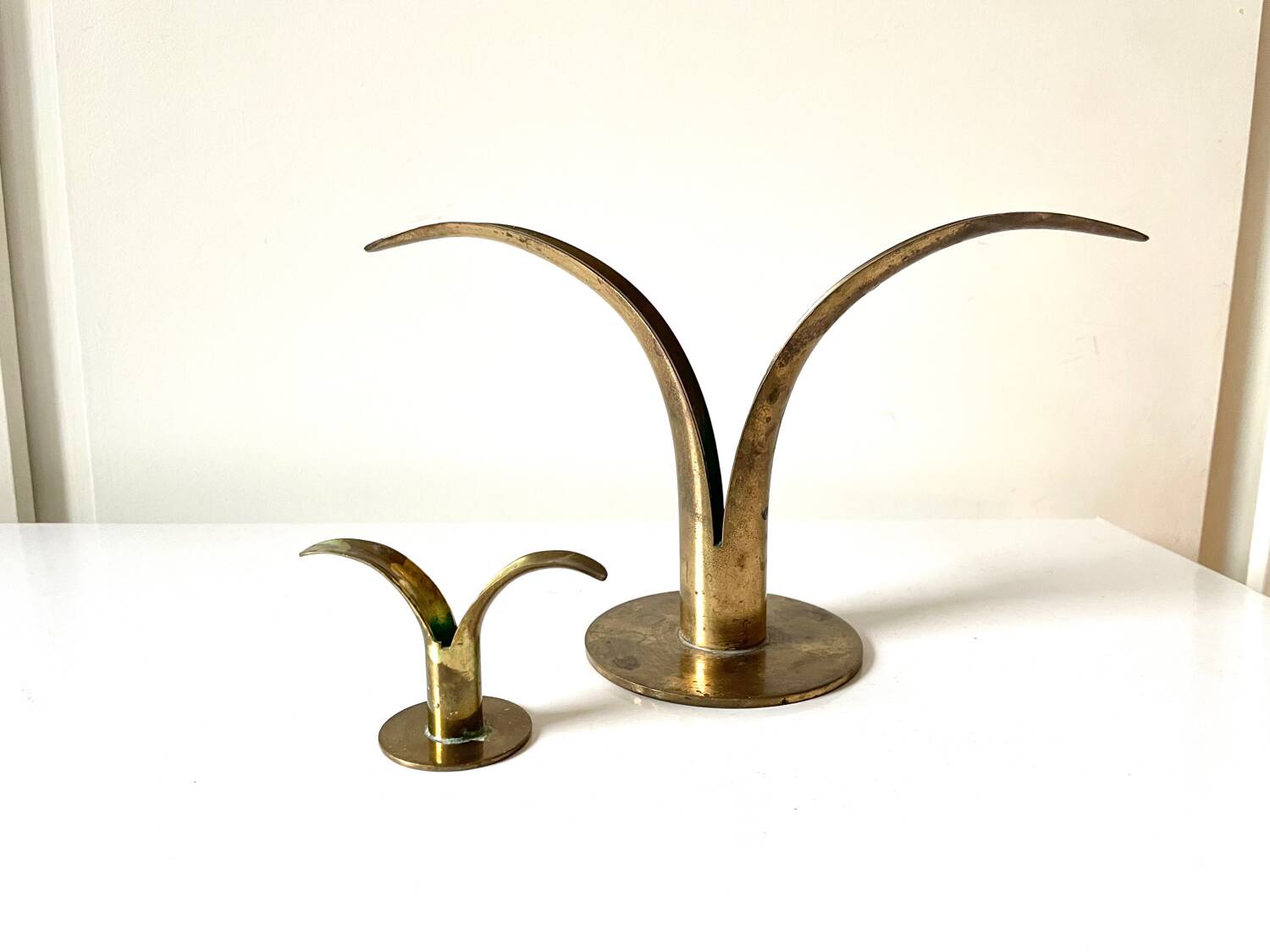 Lot of 2 Lily Design Ivar Alenius Björk Ystad metal candleholders