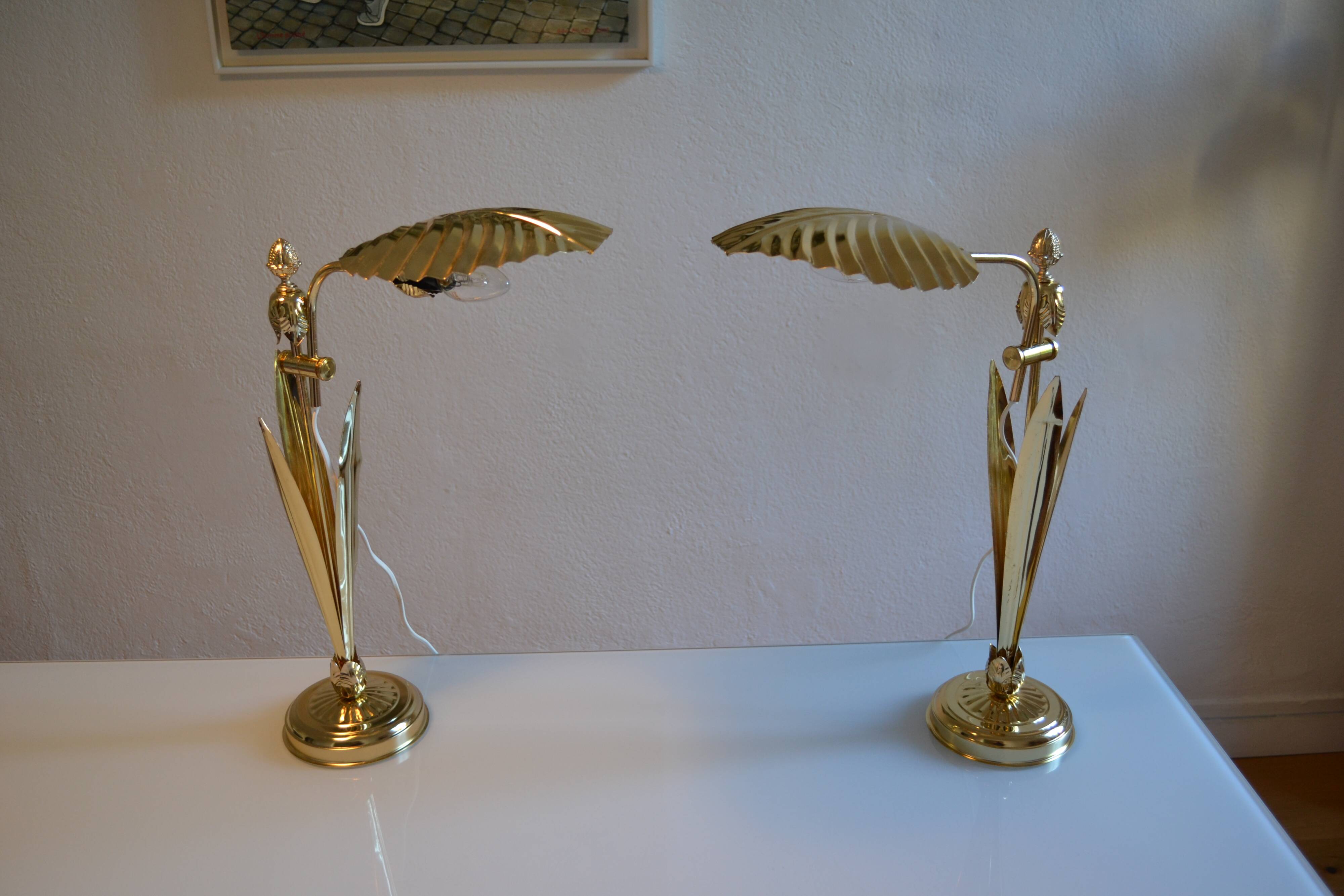 Pair of 1980s Hollywood Regency Gold Table Lamps