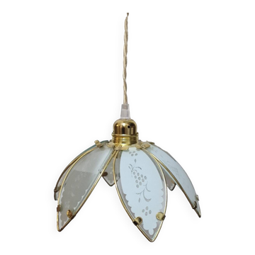 Glass flower rimmed with brass