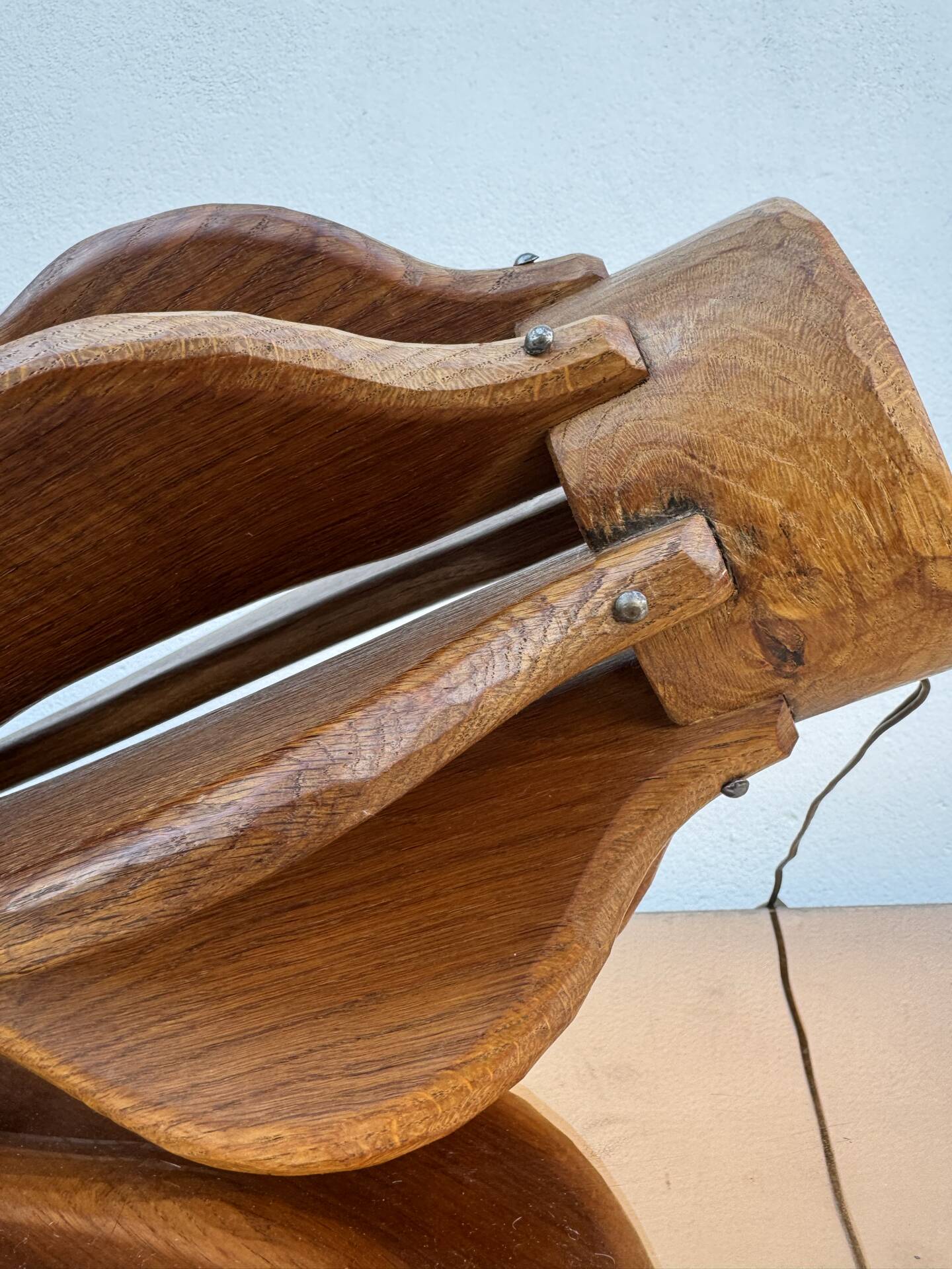Brutalist teak wood lamp from the 1960s.