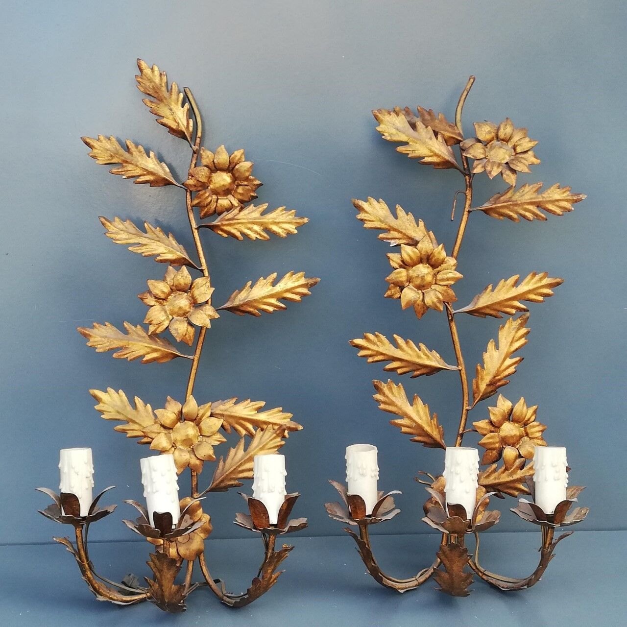 Pair of metal wall lamps
