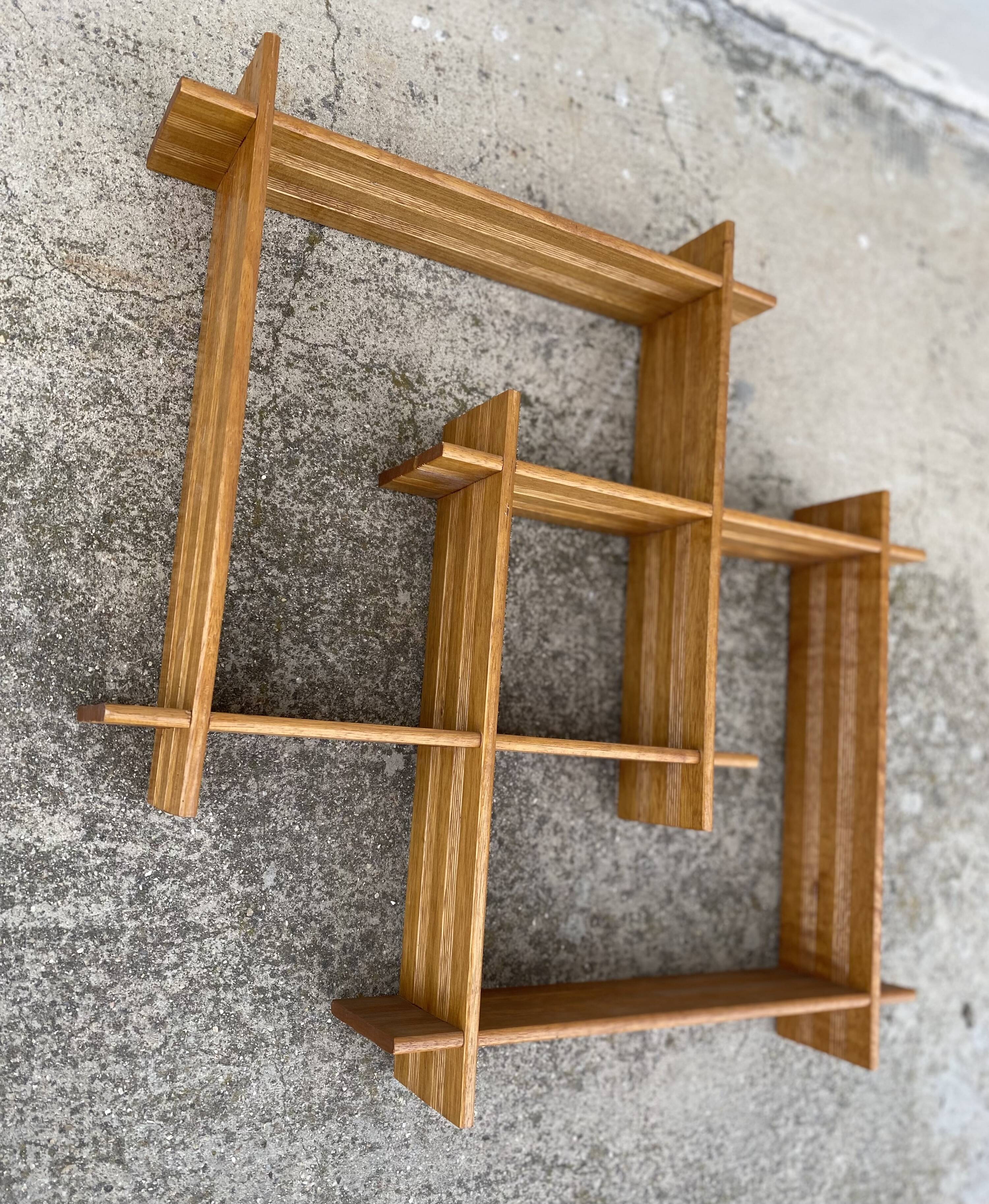 Small vintage modernist asymmetrical wall shelf 1980