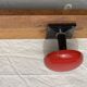Wall-mounted coat rack with 3 hooks, vintage 1960s red lacquered metal.
